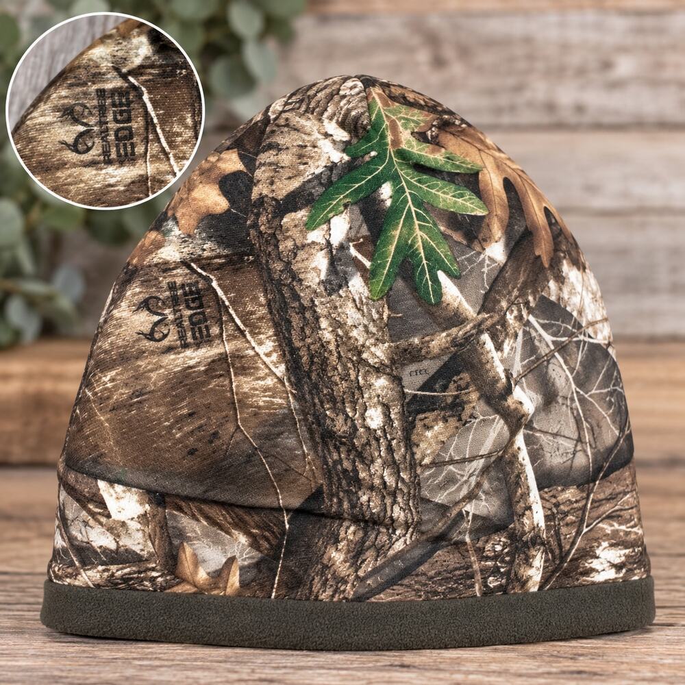 Realtree Edge Camo Beanie Hunting Winter Hat Fleece Lined Excellent Condition